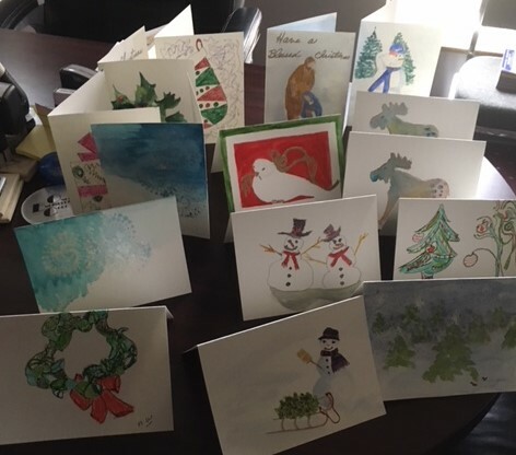 Various Christmas cards on display